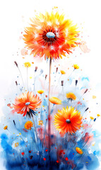 Flowers on a white background. Watercolor painting. - 797448204