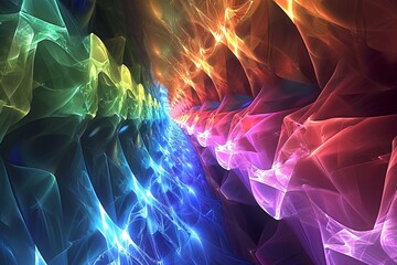 Obraz premium Neon Geometries: Illuminated Fractal Horizons
