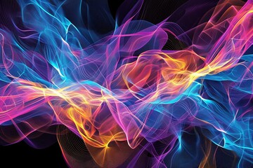 Vibrant Neon Abstract Energy Mesh - Dynamic Vector Nexus
