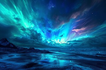 Neon Digital Aurora Landscapes: A Vibrant Light Horizon