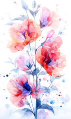 Watercolor painting of anemone flowers.  - 797449610