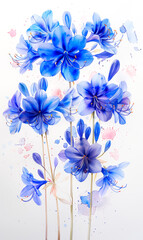 Beautiful blue flowers on a white background. Watercolor illustration. - 797450263