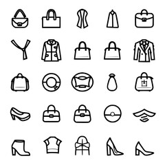 Fashion icon, clothing icon, dress icon, business icon, fashionable icon, accessory icon, icon, icons, set, vector, symbol, travel, sign, hotel, illustration, tourism, car, fashion, pictogram