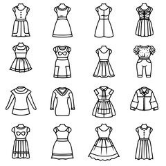 Fashion icon, clothing icon, dress icon, business icon, fashionable icon, accessory icon, icon, icons, set, vector, symbol, travel, sign, hotel, illustration, tourism, car, fashion, pictogram