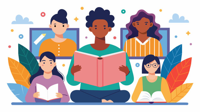 A virtual book club hosting a special session discussing literature related to the history of Juneteenth.. Vector illustration