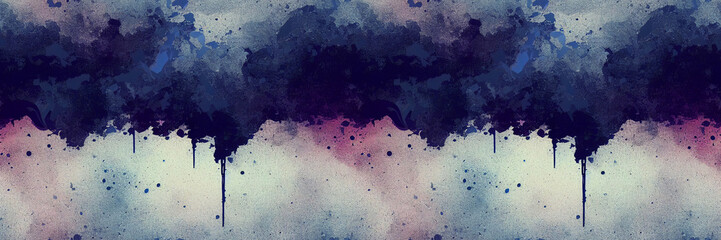 Beautiful abstract panoramic background. Blurred spots of inky blue on a grainy background. Wide texture background with seamless pattern. Great for design and header. Generative AI. - 797452883