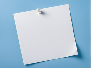 A piece of white paper was pinned to a solid colored background with thumbnails, leaving blank space for writing product introductions and announcements, - obrazy, fototapety, plakaty