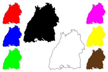 Baden-Wurttemberg (Federal Republic of Germany, State of Germany) map vector illustration, scribble sketch Baden Wurttemberg (Baden-Württemberg) map