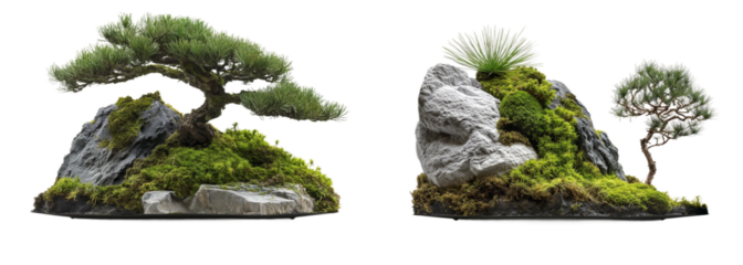 bonsai tree rock transparent background PNG