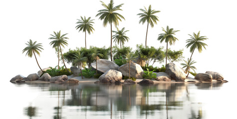tree in the water island transparent background PNG