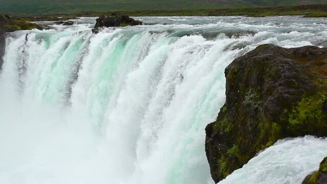 godafoss one of the most spectacular waterfall on iceland steadycam slow moti HD 