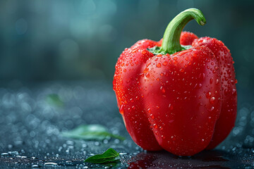 A vibrant red bell pepper, its glossy skin reflecting the light against a bright, plain backdrop, enticing with its crispness and sweet flavor.