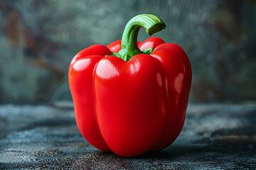 A vibrant red bell pepper, its glossy skin reflecting the light against a bright, plain backdrop, enticing with its crispness and sweet flavor.