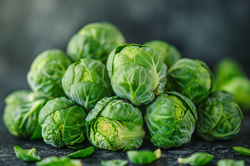 A bunch of vibrant green Brussels sprouts, their compact forms contrasting beautifully with the bright backdrop, promising nutty flavor and tender texture.