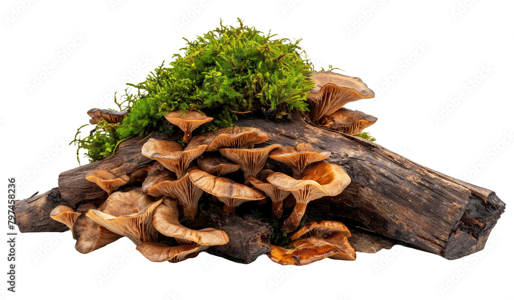 Wall mural mushroom on a tree transparent background PNG