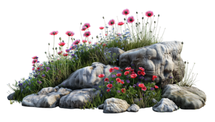 a pair of flowers on a stone transparent background PNG