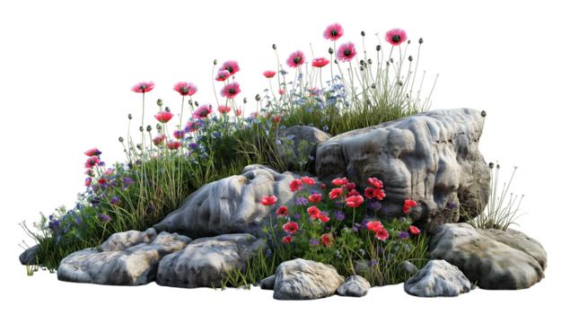 a pair of flowers on a stone transparent background PNG