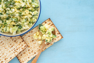 Egg Cucumber Thyme Salad for Jewish holiday Pesach (Passover).