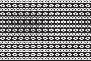 Illustration pattern, Abstract Geometric Style. Repeating abstract of the eye on black background.