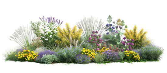 grass and flowers transparent background PNG