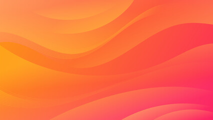 A captivating blend of orange and red gradient waves defines this abstract background, making it a versatile asset for websites, flyers, posters, and digital art projects - obrazy, fototapety, plakaty