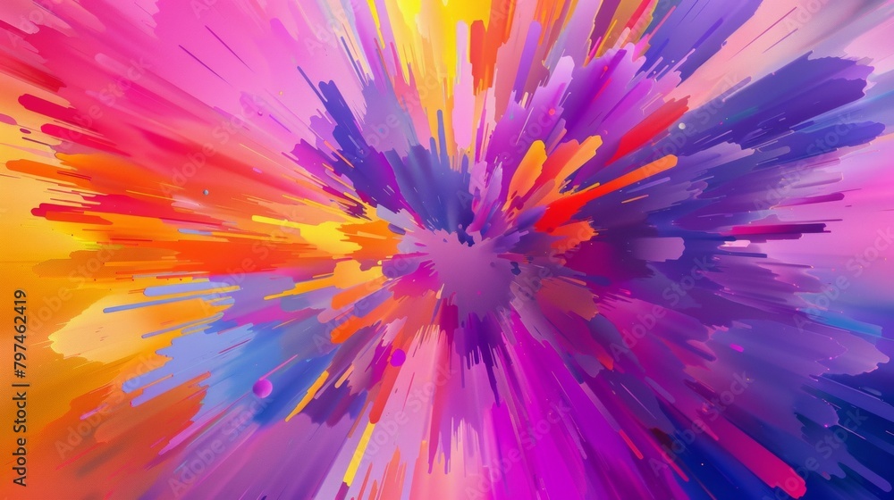 Poster a colorful, abstract image of a rainbow with many different colored lines