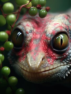 a lizard with green and red spots