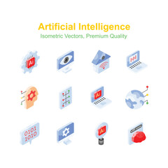 Grab this amazing icons set of artificial intelligence, premium quality vectors