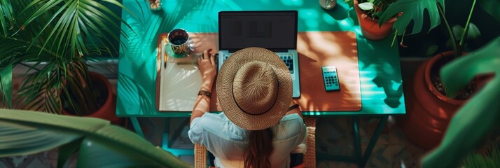 Remote work enhances productivity, embracing the freedom of digital nomadism, catalyzing a future where talent knows no borders, business concept - obrazy, fototapety, plakaty