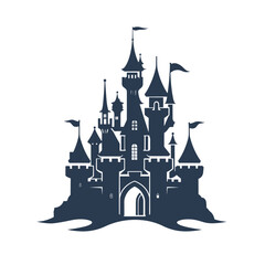 Obraz premium hauntingly beautiful silhouette of a lone castle against