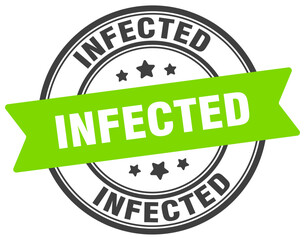 infected stamp. infected label on transparent background. round sign