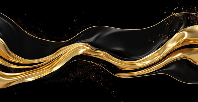 a black and gold liquid with a black background