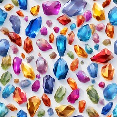Rainbow crystals cluster : Seamless pattern delight - obrazy, fototapety, plakaty