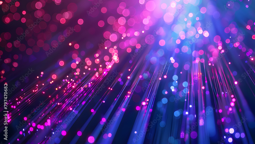 Wall mural abstract technology pink and violet background with swirling connection speed lines