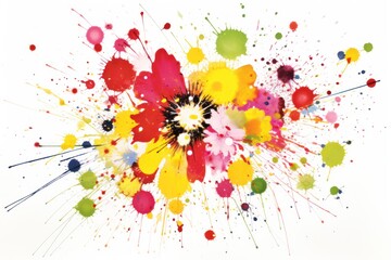 a colorful paint splatter on a white background
