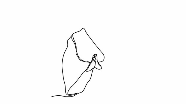 abstract Chinese man without a face, national dress of china, Praying Monk in Kimono, Self drawing animation with one continuous line draw, logo
