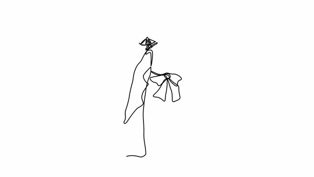 Self drawing animation one continuous line draw, logo,
abstract geisha, girl  Japanese kimono with fan