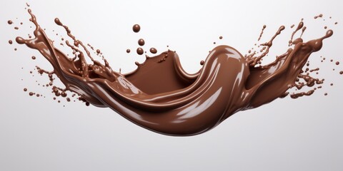 a chocolate splashing in a white background