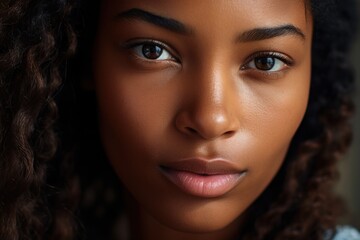 a close up of a woman's face