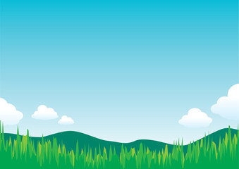 Obraz premium 青空と稜線のある風景の背景用ベクターイラスト