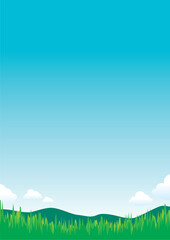 青空と稜線のある風景の背景用ベクターイラスト（縦）