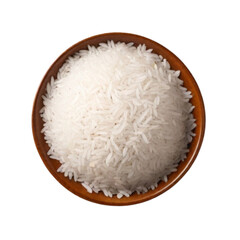 rice in a plate healthy food top view on Isolated transparent background png. generated with AI