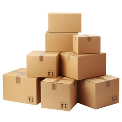 Fototapeta premium Stack of cardboard boxes on a transparent background