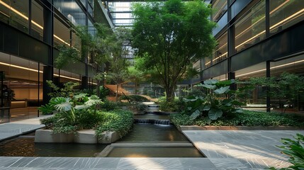 Serenity in Stone: Modern Office Courtyard Retreat