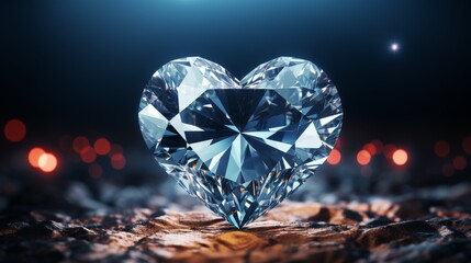 Fototapeta premium A beautiful blue diamond in the shape of a heart.