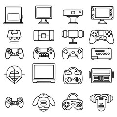 computer, technology, electronic, entertainment, game, outline, pad, play, video, wireless, device, gaming, console, controller, gamepad, gamer, icon, video game, control, dice, analog, simple, gun