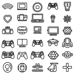 computer, technology, electronic, entertainment, game, outline, pad, play, video, wireless, device, gaming, console, controller, gamepad, gamer, icon, video game, control, dice, analog, simple, gun