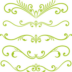 Set of decorative divider elements. Border florish collection. Vector.