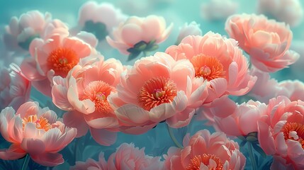 A bouquet of pastel-colored peonies, radiating softness and serenity