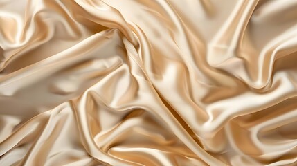 Silk cloth satin color baked milk in artistic layout Ai generated  - obrazy, fototapety, plakaty
